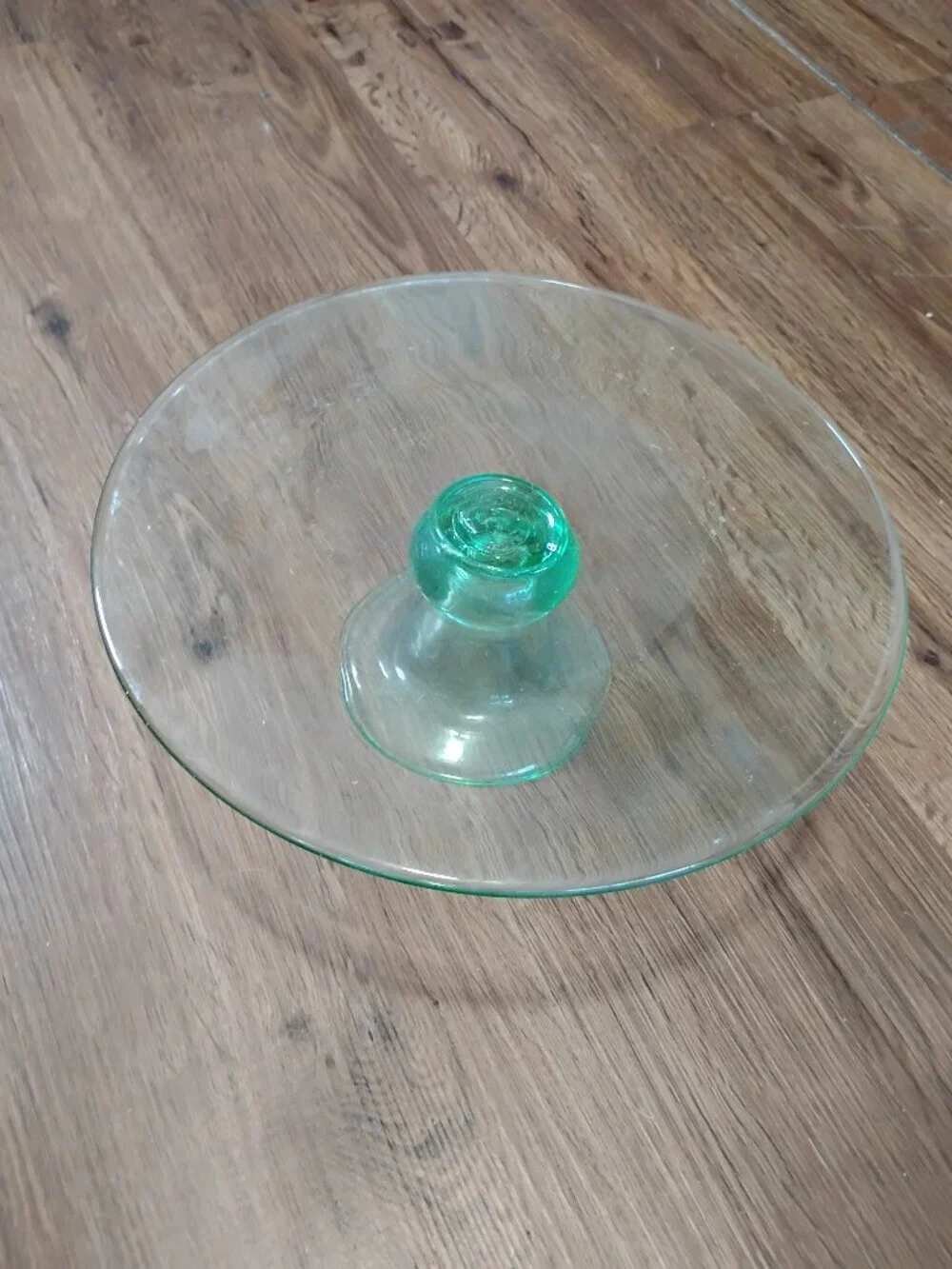 Vintage Green Glass Pedestal Cake Stand